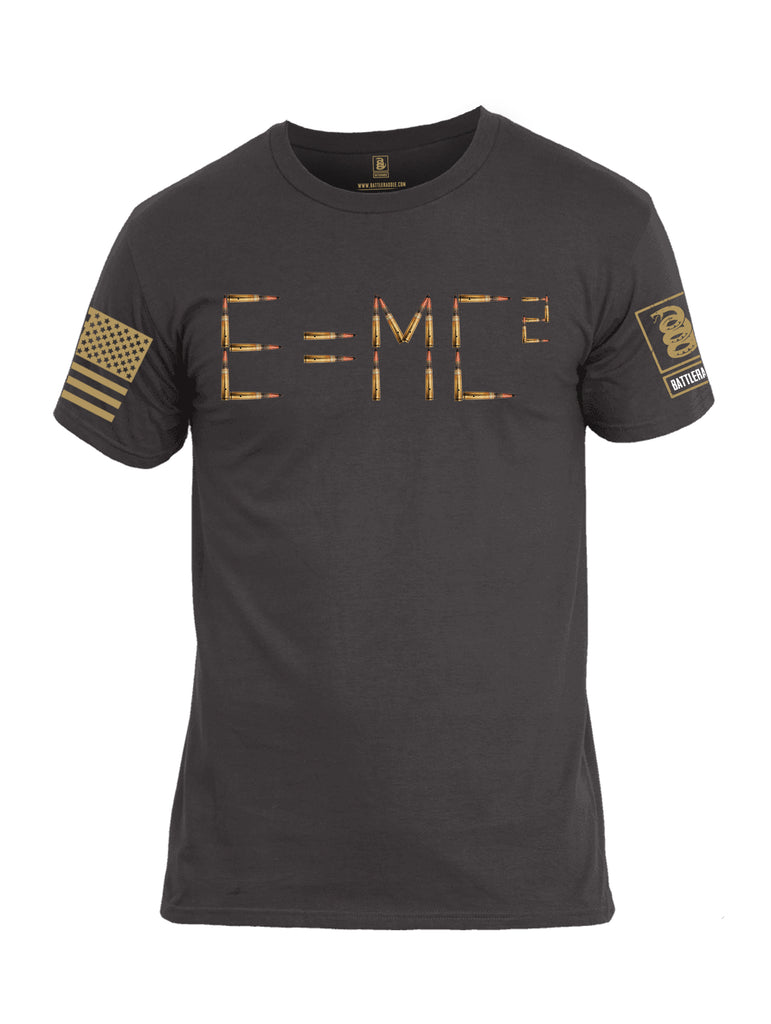 Battleraddle E=MC2 Brass Sleeve Print Mens Cotton Crew Neck T Shirt