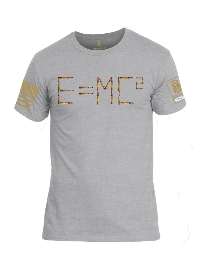 Battleraddle E=MC2 Brass Sleeve Print Mens Cotton Crew Neck T Shirt