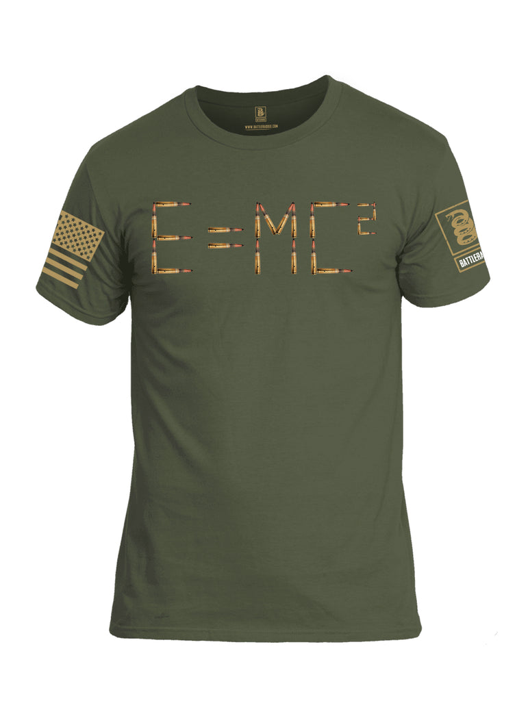 Battleraddle E=MC2 Brass Sleeve Print Mens Cotton Crew Neck T Shirt