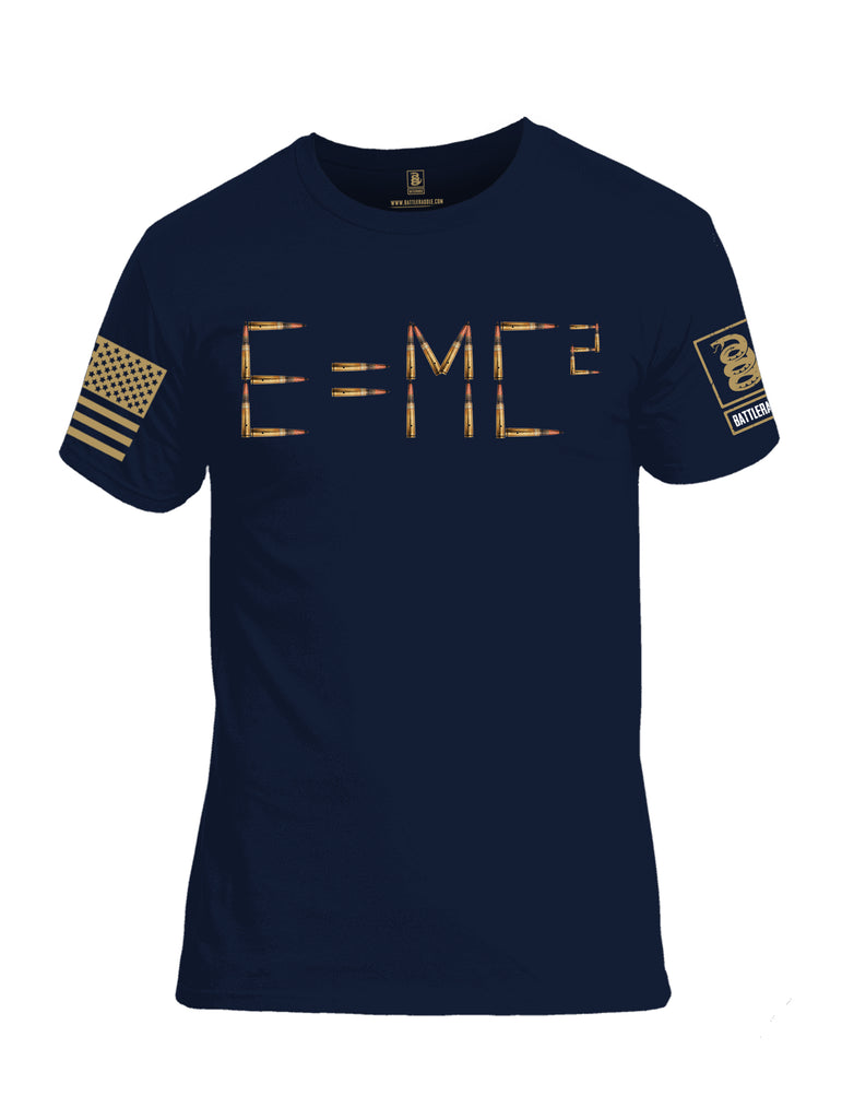 Battleraddle E=MC2 Brass Sleeve Print Mens Cotton Crew Neck T Shirt