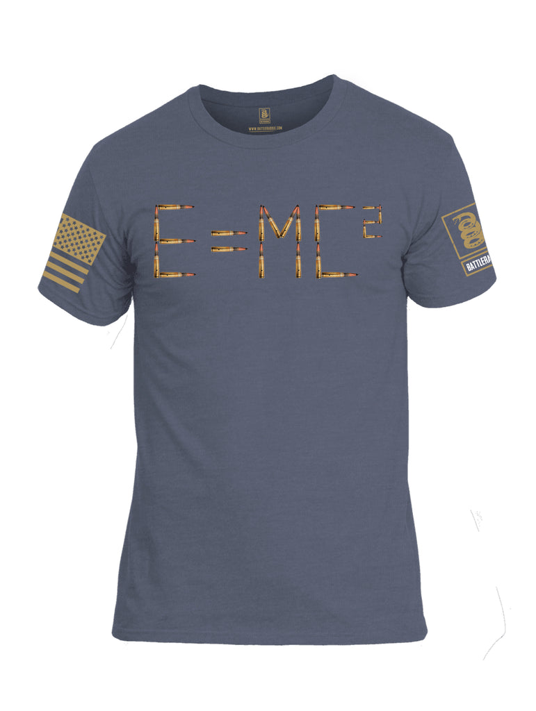 Battleraddle E=MC2 Brass Sleeve Print Mens Cotton Crew Neck T Shirt