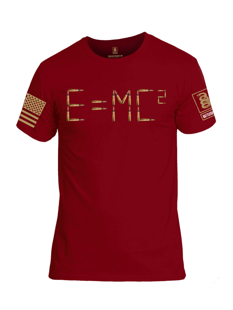 Battleraddle E=MC2 Brass Sleeve Print Mens Cotton Crew Neck T Shirt