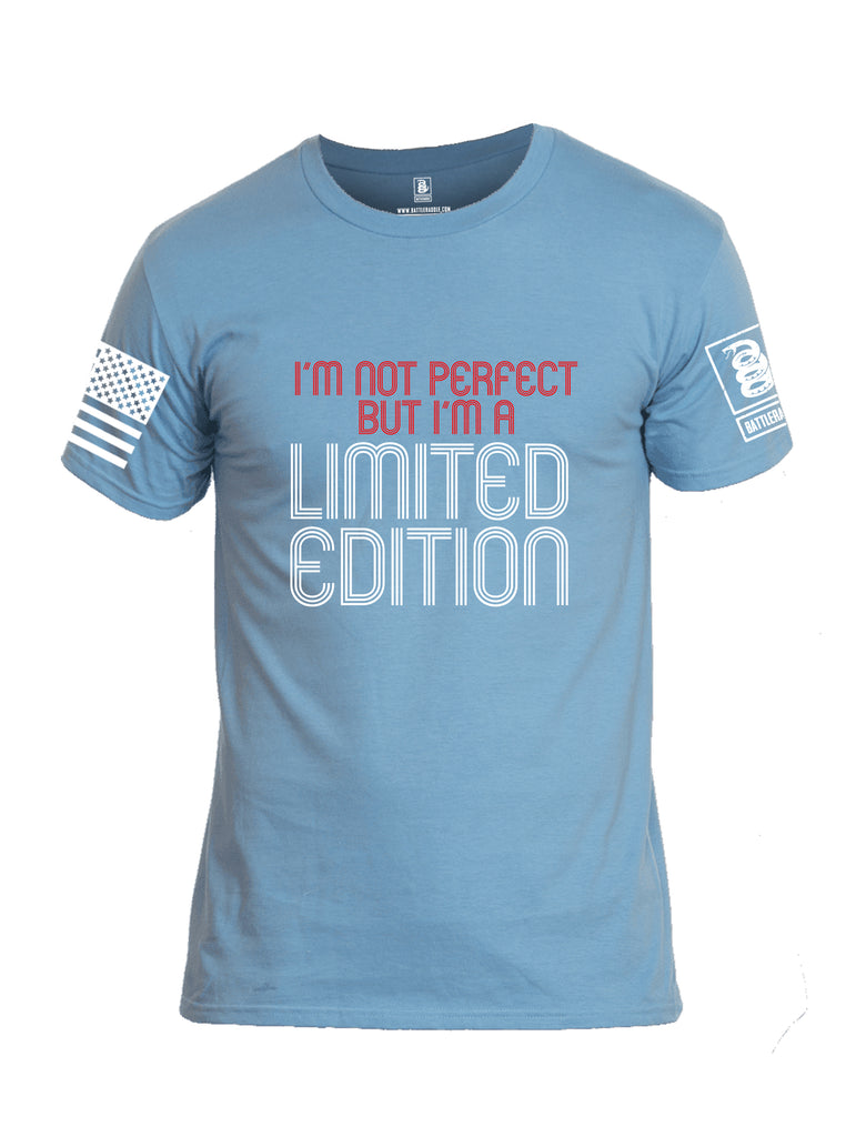 Battleraddle Im Not Perfect But Im A Limited Edition White Sleeve Print Mens Cotton Crew Neck T Shirt