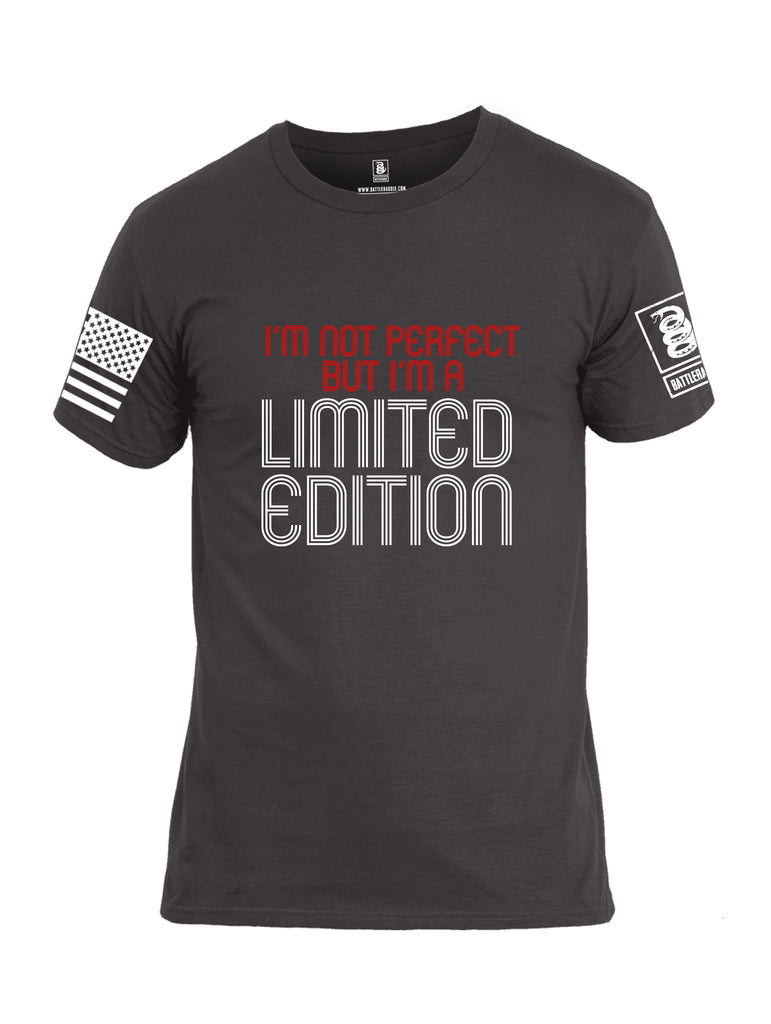 Battleraddle Im Not Perfect But Im A Limited Edition White Sleeve Print Mens Cotton Crew Neck T Shirt
