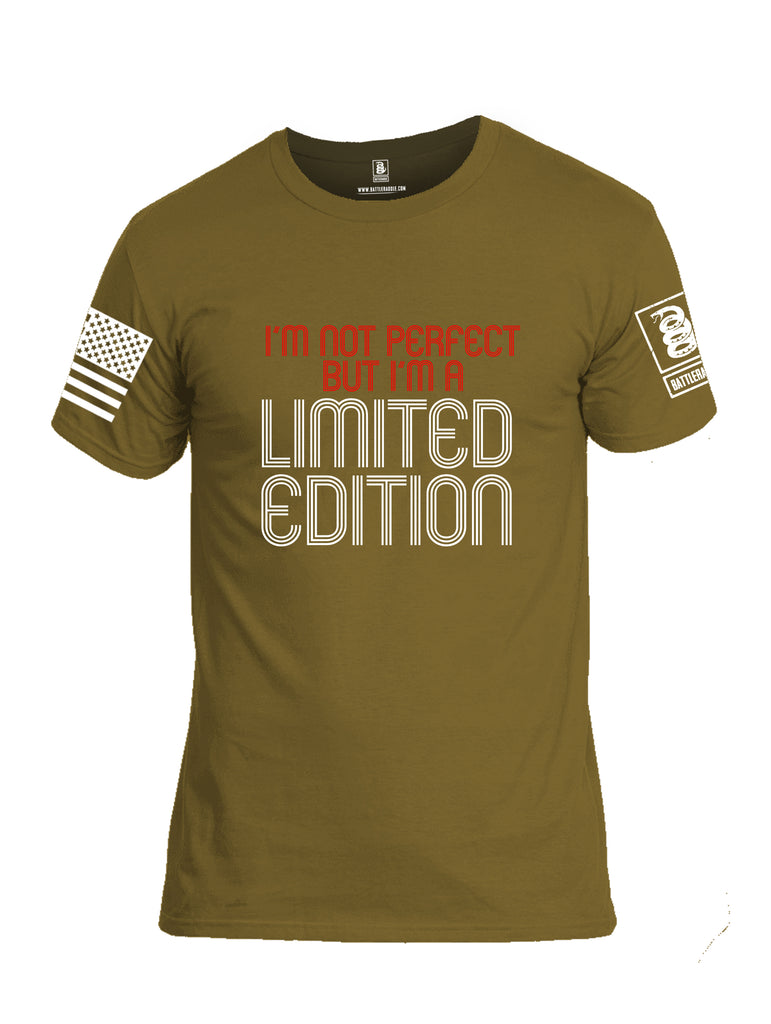 Battleraddle Im Not Perfect But Im A Limited Edition White Sleeve Print Mens Cotton Crew Neck T Shirt