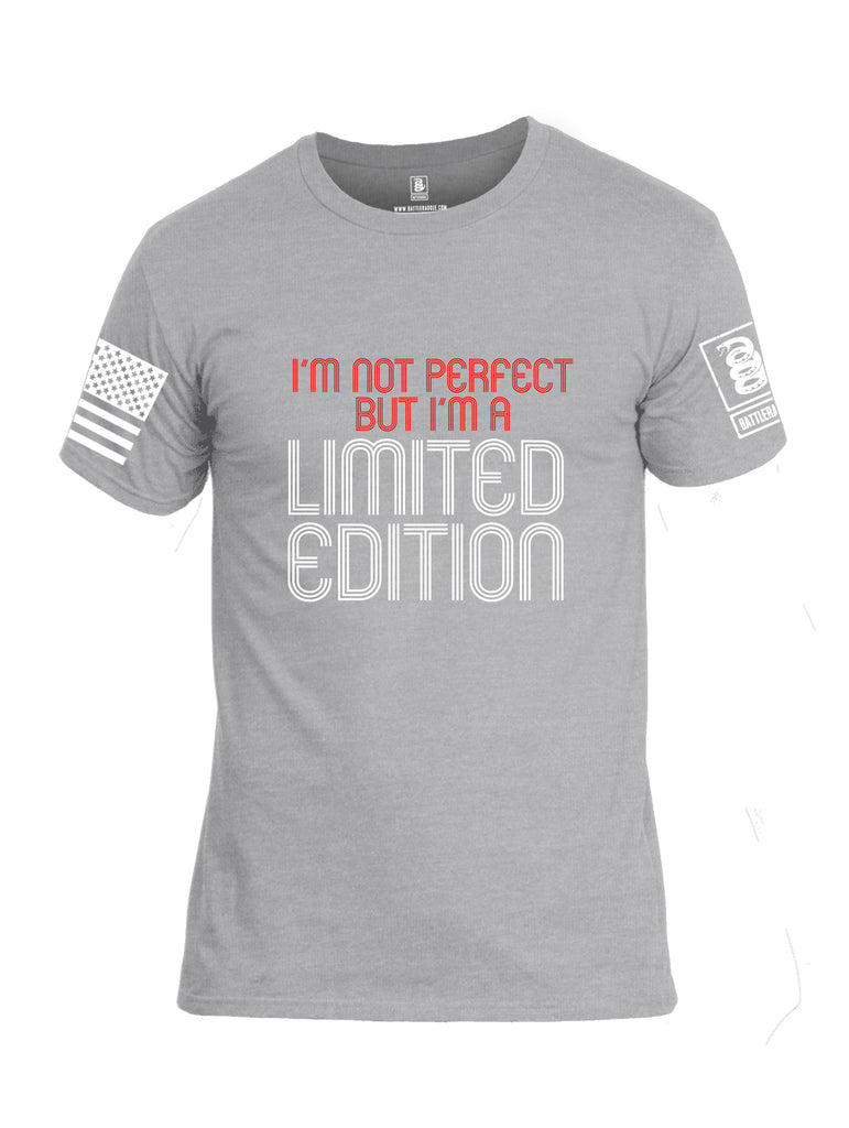 Battleraddle Im Not Perfect But Im A Limited Edition White Sleeve Print Mens Cotton Crew Neck T Shirt