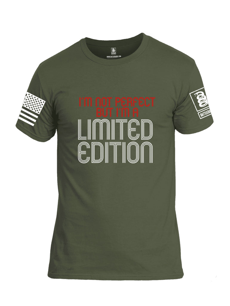 Battleraddle Im Not Perfect But Im A Limited Edition White Sleeve Print Mens Cotton Crew Neck T Shirt