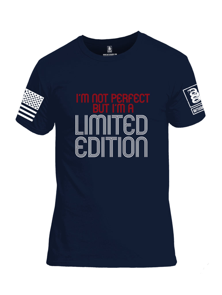 Battleraddle Im Not Perfect But Im A Limited Edition White Sleeve Print Mens Cotton Crew Neck T Shirt