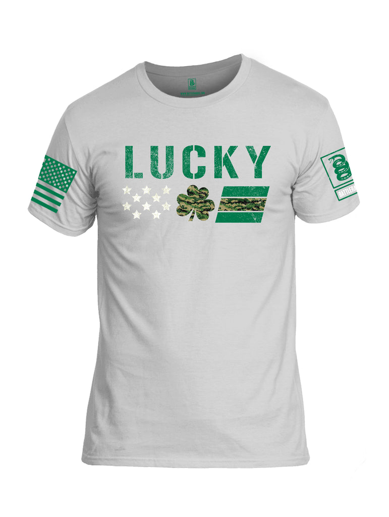 Battleraddle Lucky Leaf Green Sleeve Print Mens Cotton Crew Neck T Shirt