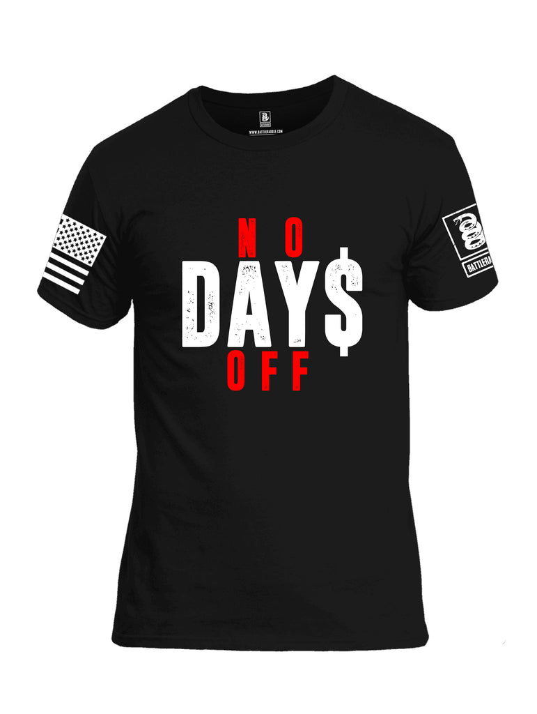 Battleraddle No Days Off White Sleeve Print Mens Cotton Crew Neck T Shirt