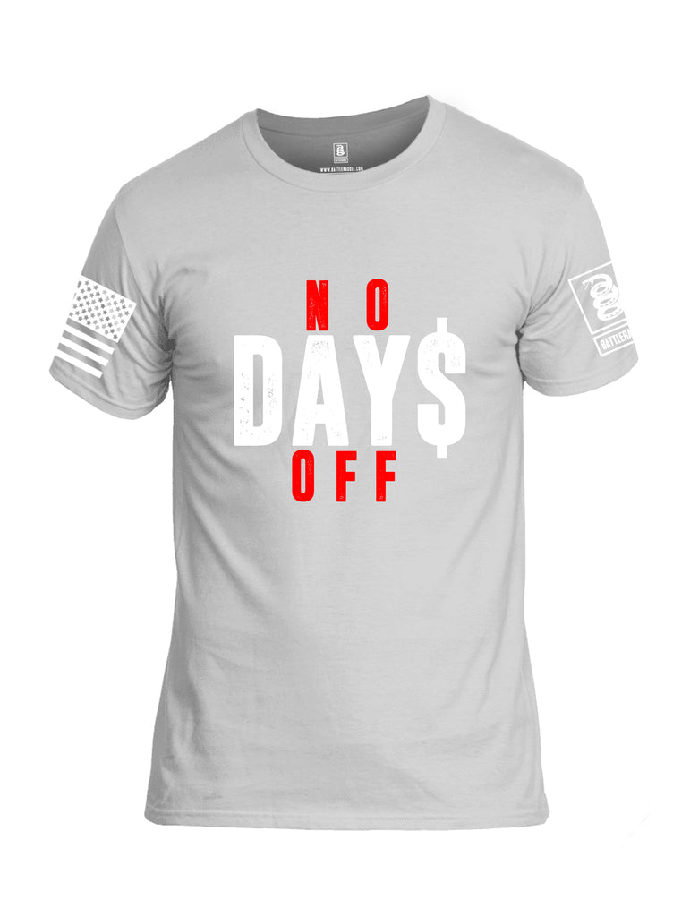 Battleraddle No Days Off White Sleeve Print Mens Cotton Crew Neck T Shirt