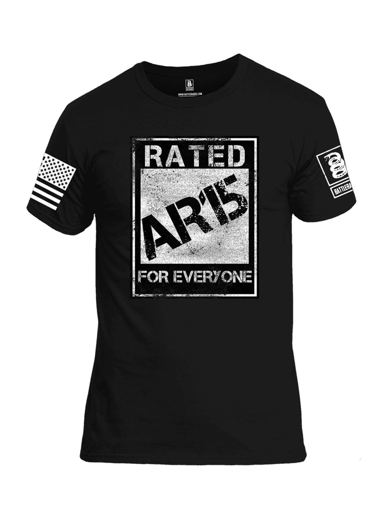 Battleraddle Rated AR15 For Everyone White Sleeve Print Mens Cotton Crew Neck T Shirt