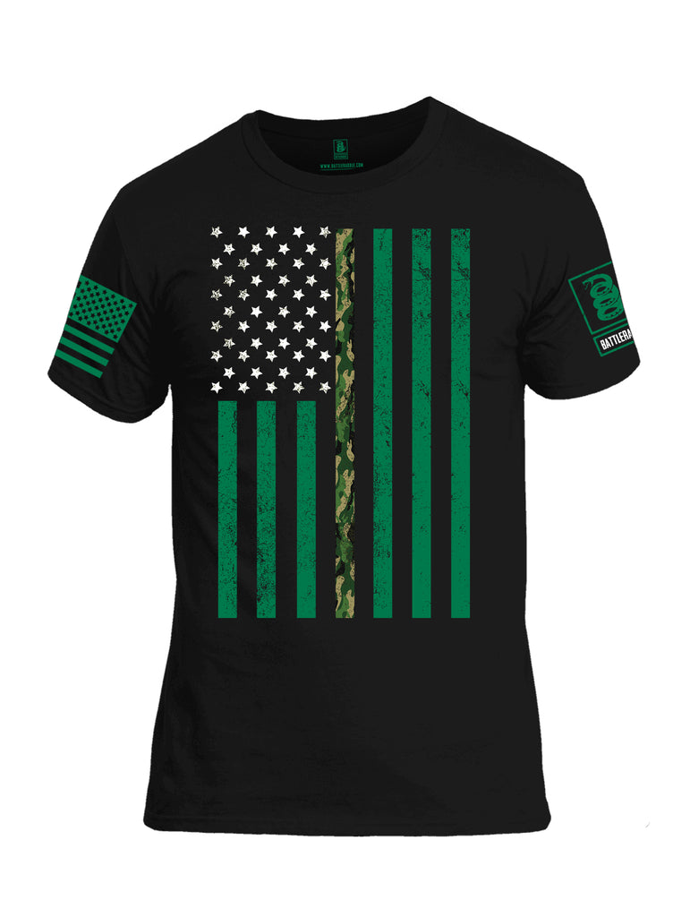 Battleraddle Patricks Camo Flag Green Sleeve Print Mens Cotton Crew Neck T Shirt