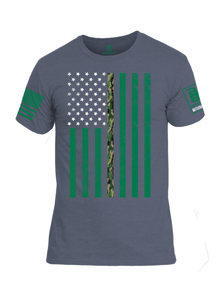 Battleraddle Patricks Camo Flag Green Sleeve Print Mens Cotton Crew Neck T Shirt