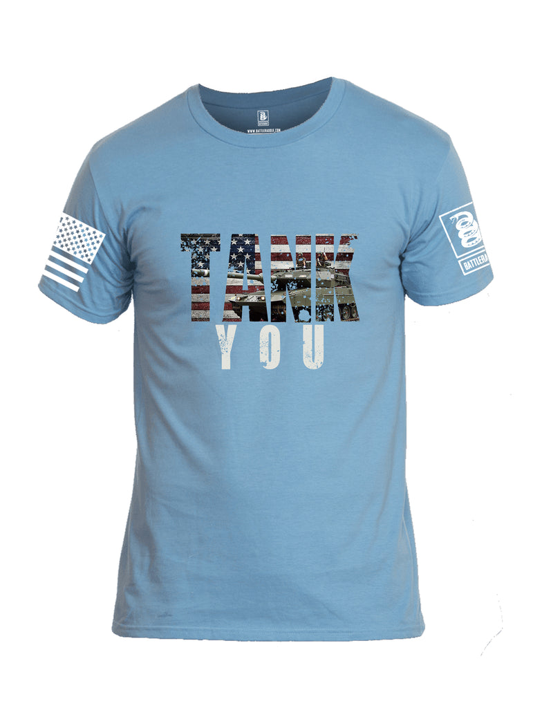 Battleraddle Tank You White Sleeve Print Mens Cotton Crew Neck T Shirt