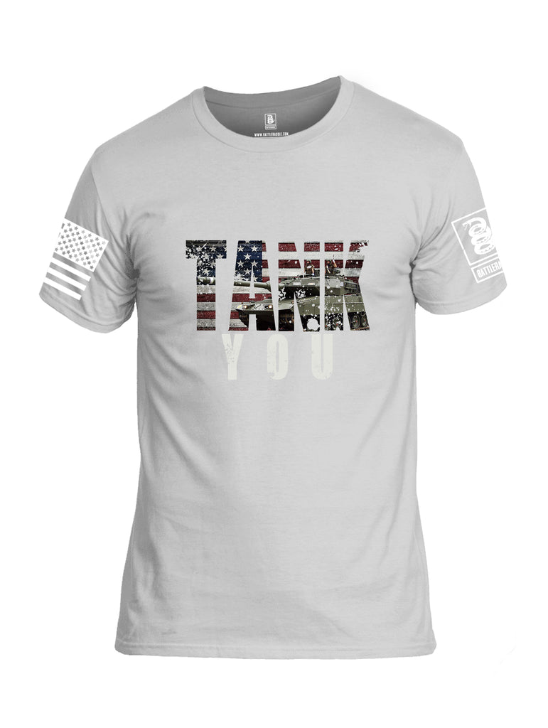 Battleraddle Tank You White Sleeve Print Mens Cotton Crew Neck T Shirt