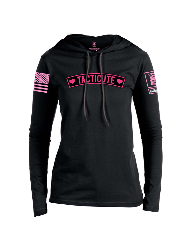 Battleraddle Tacticute Pink Sleeve Print Womens Thin Cotton Lightweight Hoodie