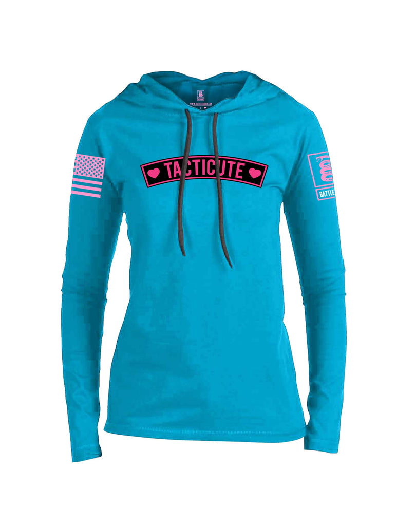 Battleraddle Tacticute Pink Sleeve Print Womens Thin Cotton Lightweight Hoodie