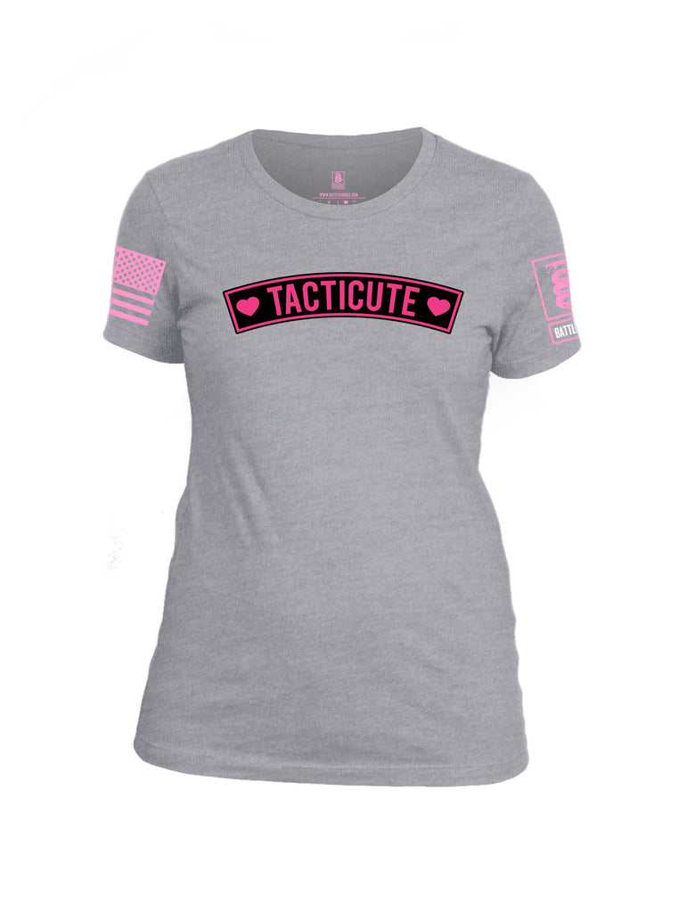 Battleraddle Tacticute Pink Sleeve Print Womens Cotton Crew Neck T Shirt