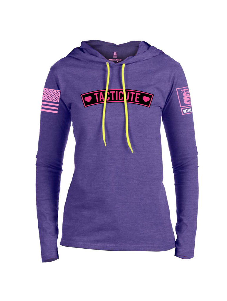 Battleraddle Tacticute Pink Sleeve Print Womens Thin Cotton Lightweight Hoodie