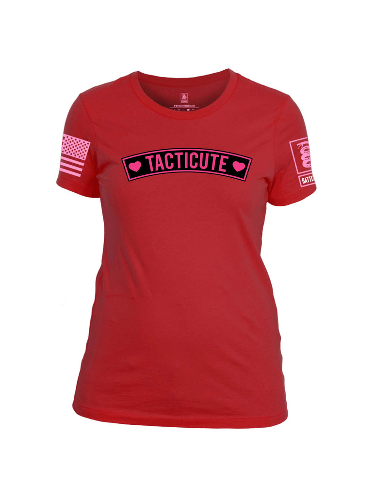 Battleraddle Tacticute Pink Sleeve Print Womens 100% Battlefit Polyester Crew Neck T Shirt