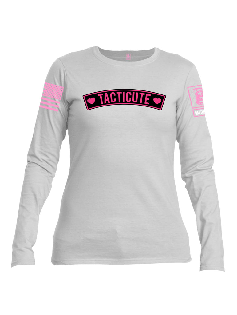 Battleraddle Tacticute Pink Sleeve Print Womens Cotton Long Sleeve Crew Neck T Shirt