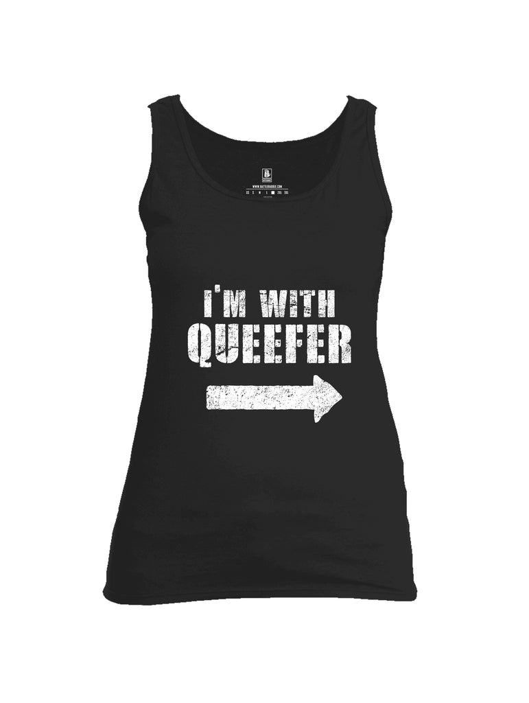 Battleraddle Im With Queefer Womens Cotton Tank Top