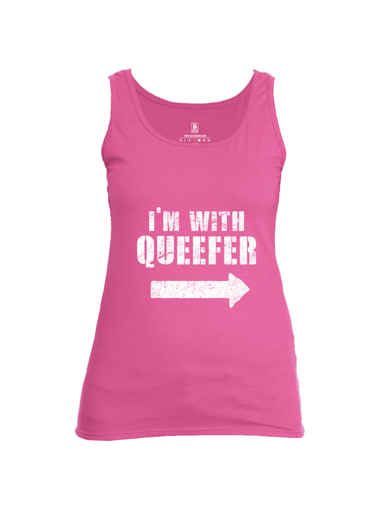 Battleraddle Im With Queefer Womens Cotton Tank Top