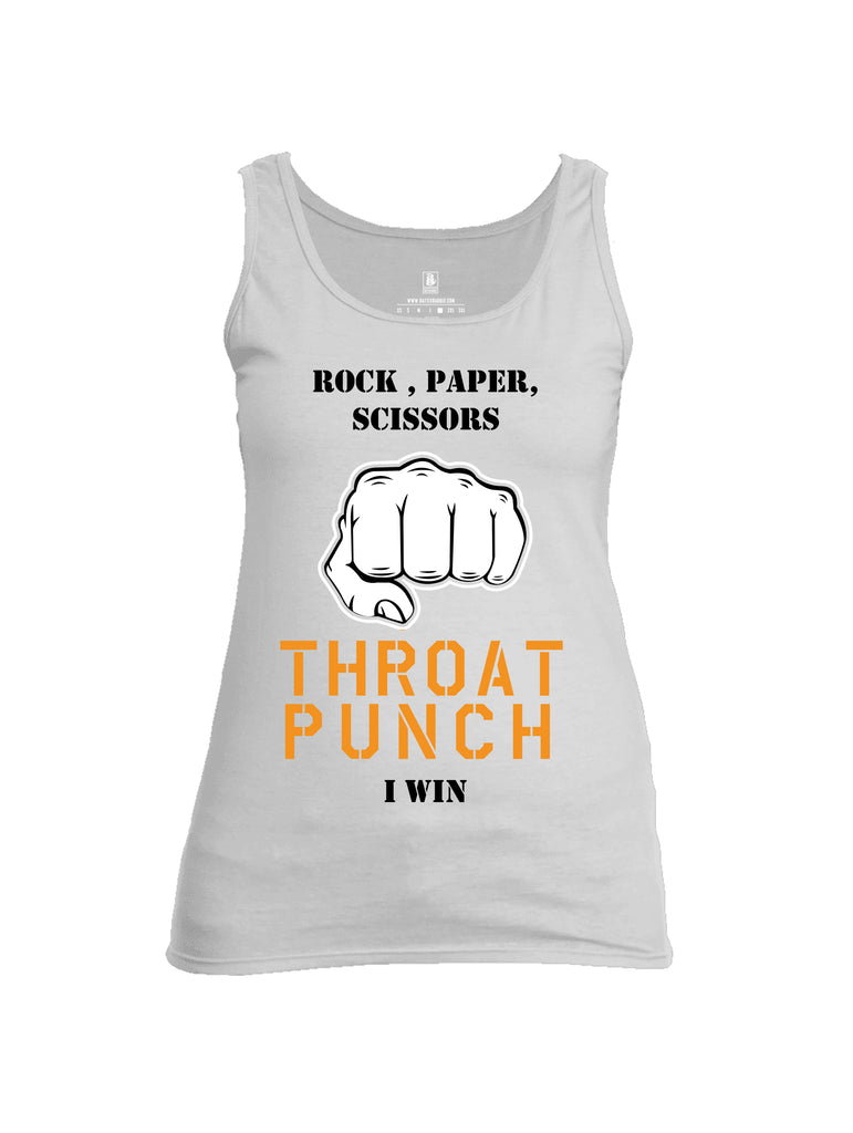 Battleraddle Rock Paper Scissors Throat Punch I Win Womens Cotton Tank Top