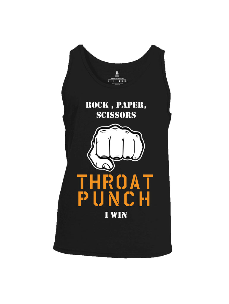 Battleraddle Rock Paper Scissors Throat Punch I Win Mens Cotton Tank Top