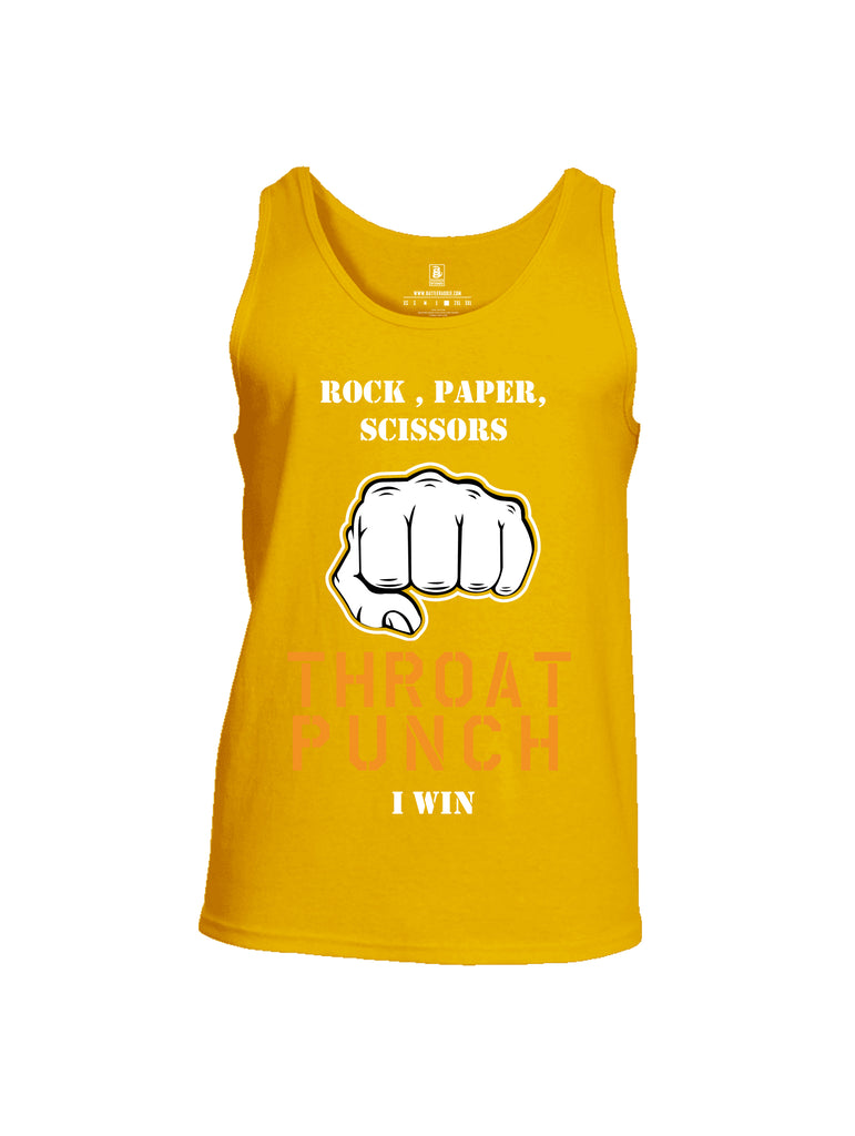 Battleraddle Rock Paper Scissors Throat Punch I Win Mens Cotton Tank Top