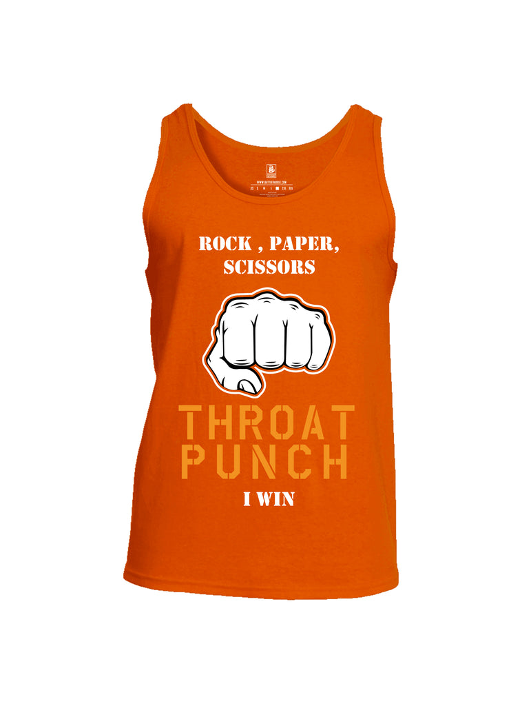 Battleraddle Rock Paper Scissors Throat Punch I Win Mens Cotton Tank Top