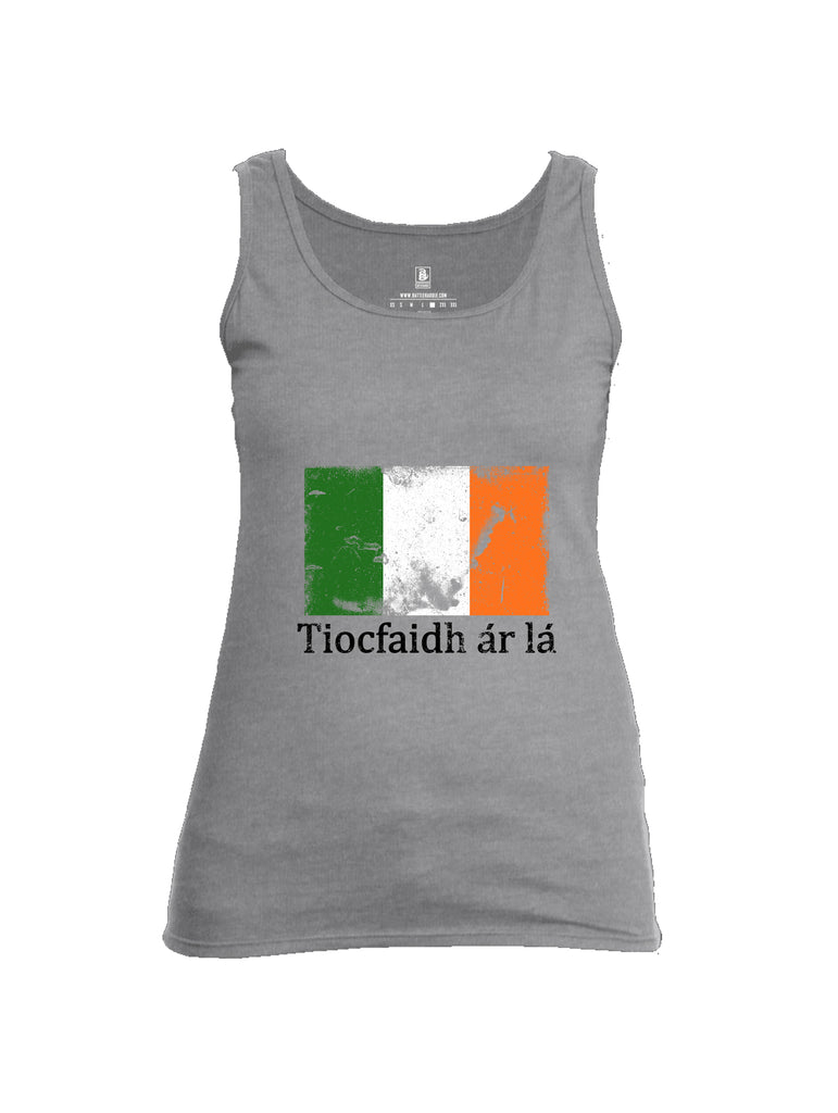 Battleraddle Tiocfaidh ar la Irish Flag Black Womens Cotton Tank Top