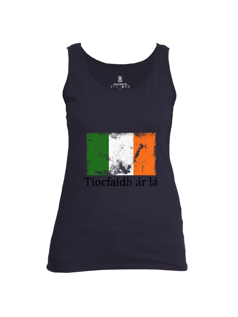 Battleraddle Tiocfaidh ar la Irish Flag Black Womens Cotton Tank Top