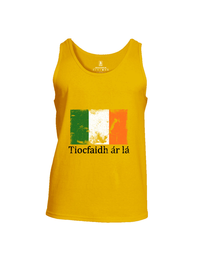 Battleraddle Tiocfaidh ar la Irish Flag Black Mens Cotton Tank Top