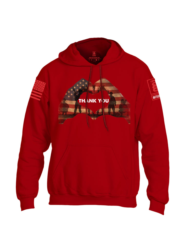 Battleraddle Thank You Flag Heart Red Sleeve Print Mens Blended Hoodie With Pockets