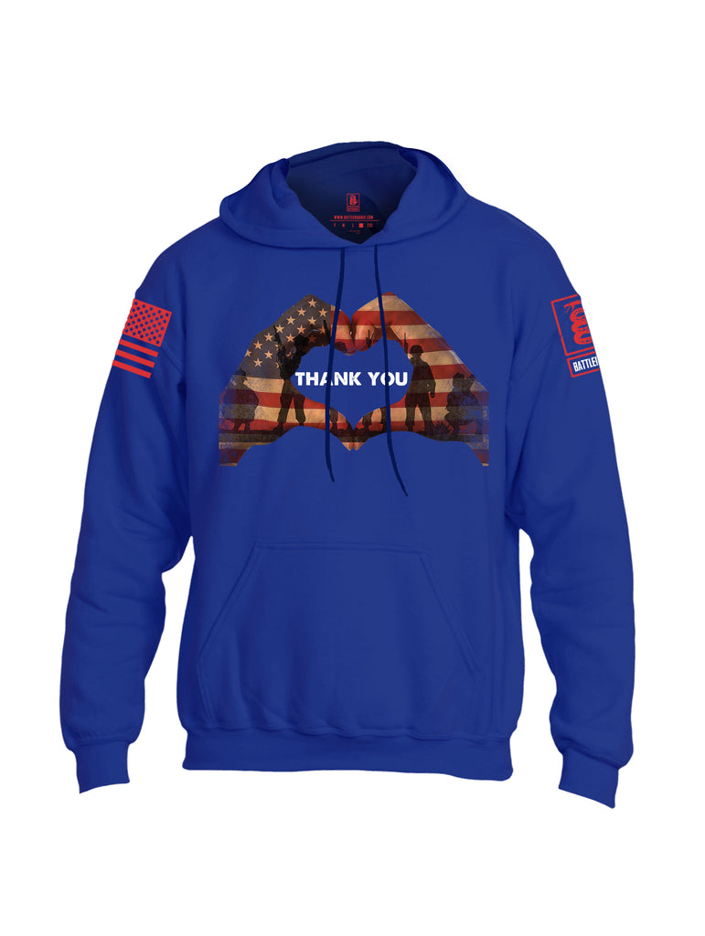 Battleraddle Thank You Flag Heart Red Sleeve Print Mens Blended Hoodie With Pockets