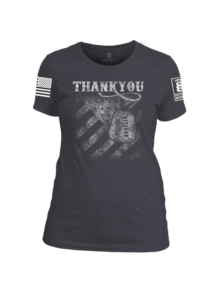 Battleraddle Thank You Veteran Womens Crew Neck Cotton T Shirt