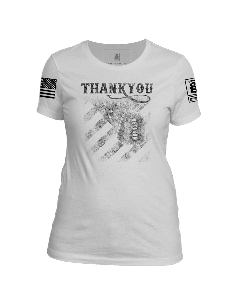 Battleraddle Thank You Veteran Womens Crew Neck Cotton T Shirt