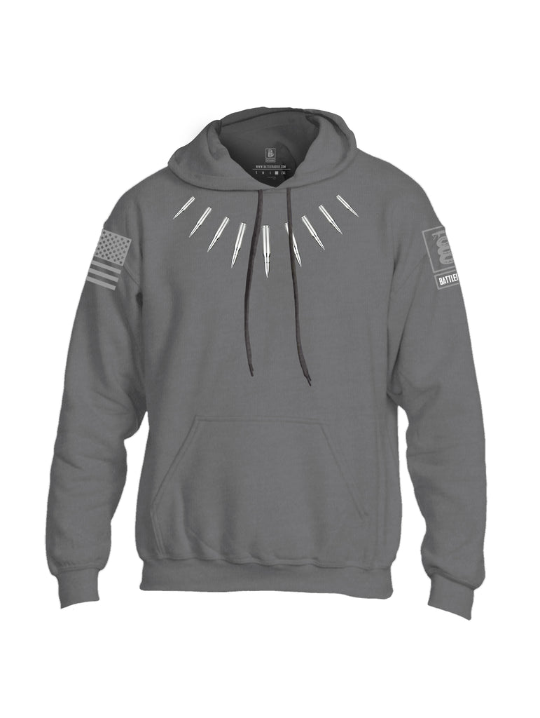 Battleraddle The Original Bullet Panther Stainless Bullet Teeth Tooth Necklace Pendant Grey Sleeve Print Mens Blended Hoodie With Pockets