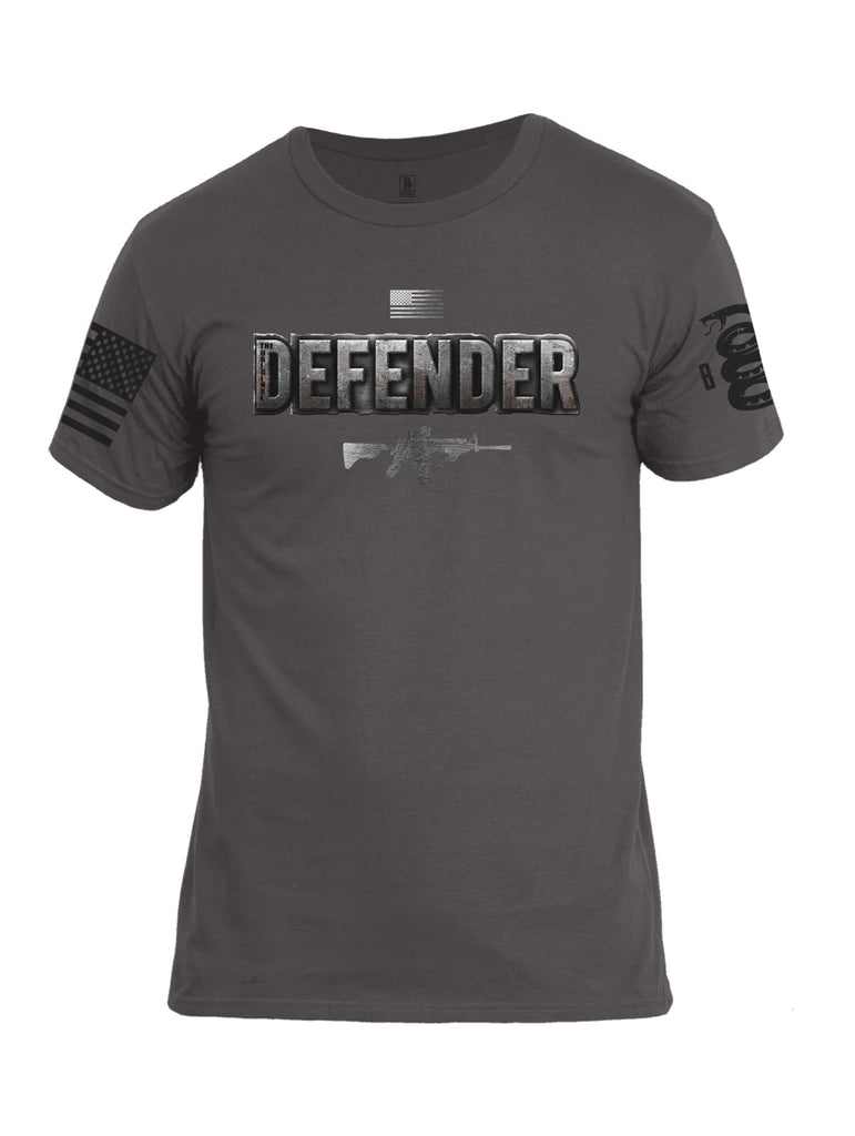 Battleraddle The Original Defender Black Sleeve Print Mens Cotton Crew Neck T Shirt