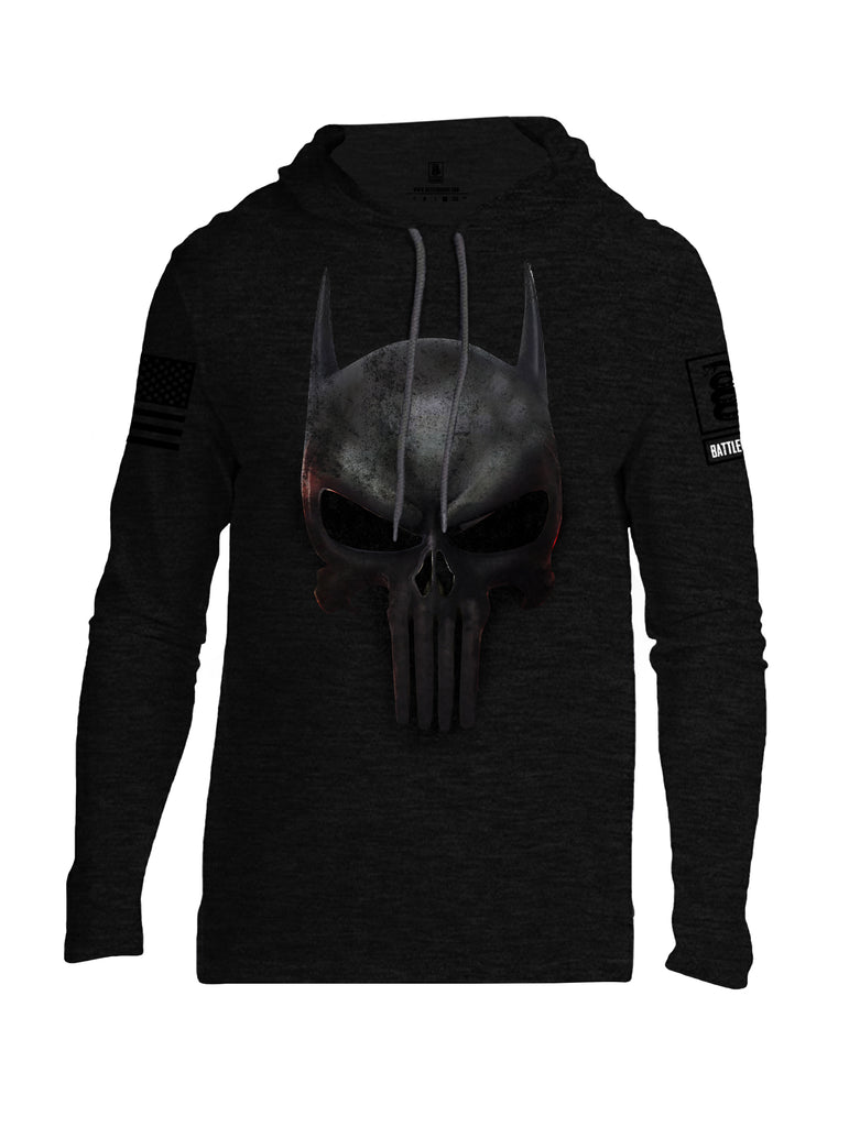 Battleraddle Mr. Vindicator Expounder Bat Black Sleeve Print Mens Thin Cotton Lightweight Hoodie