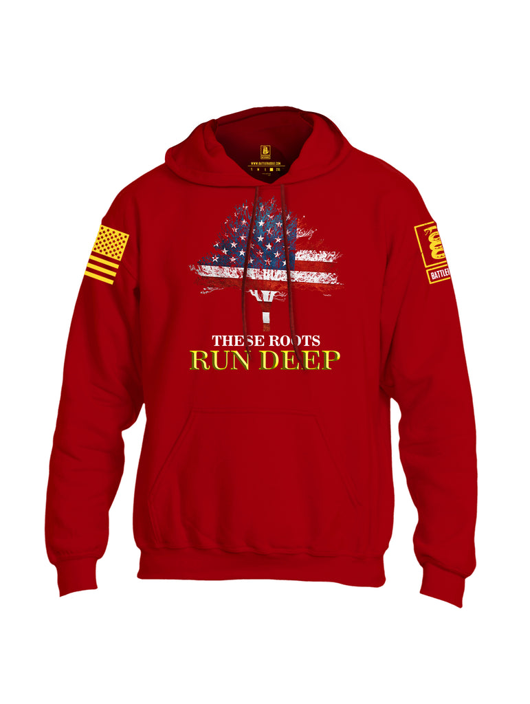 Battleraddle These Roots Run Deep Yellow Sleeve Print Mens Blended Hoodie With Pockets