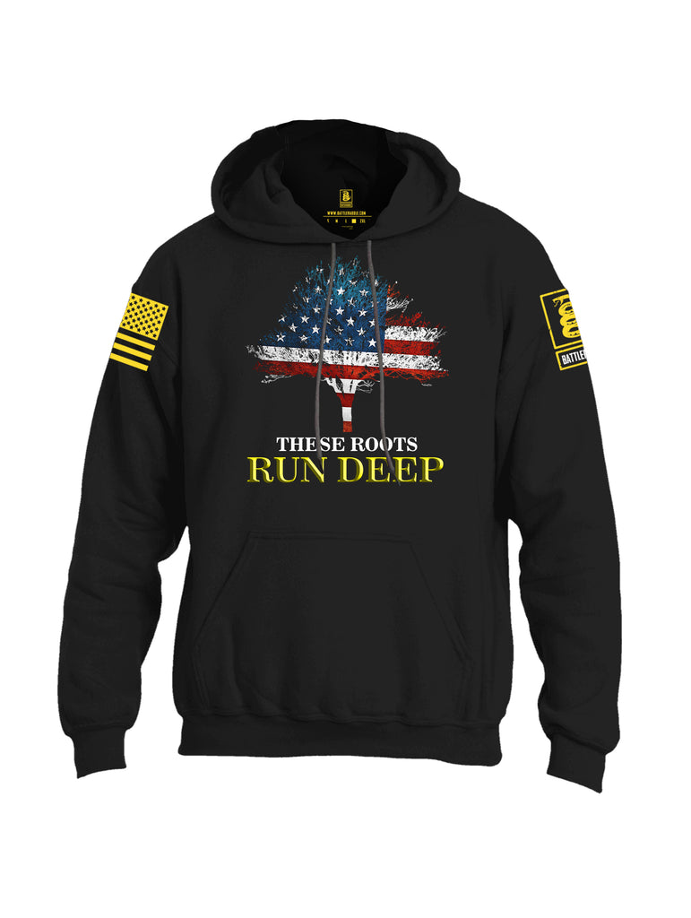 Battleraddle These Roots Run Deep Yellow Sleeve Print Mens Blended Hoodie With Pockets