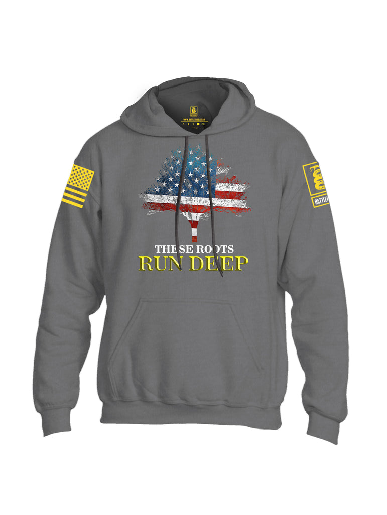 Battleraddle These Roots Run Deep Yellow Sleeve Print Mens Blended Hoodie With Pockets
