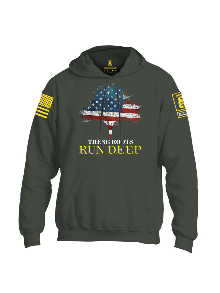 Battleraddle These Roots Run Deep Yellow Sleeve Print Mens Blended Hoodie With Pockets