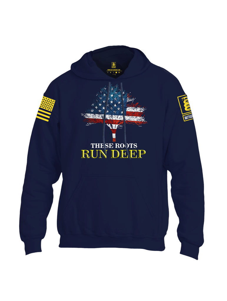 Battleraddle These Roots Run Deep Yellow Sleeve Print Mens Blended Hoodie With Pockets