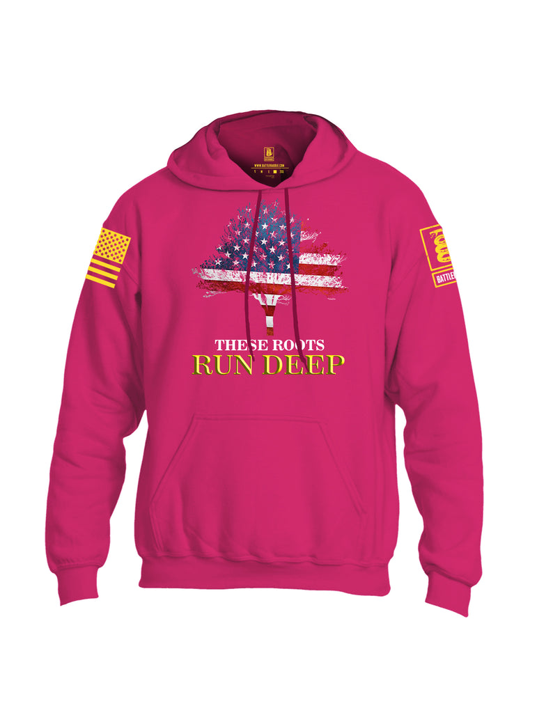 Battleraddle These Roots Run Deep Yellow Sleeve Print Mens Blended Hoodie With Pockets