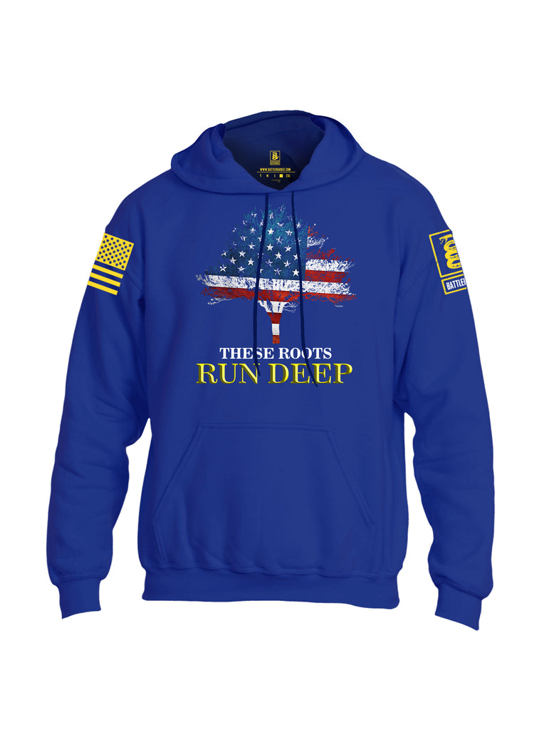 Battleraddle These Roots Run Deep Yellow Sleeve Print Mens Blended Hoodie With Pockets