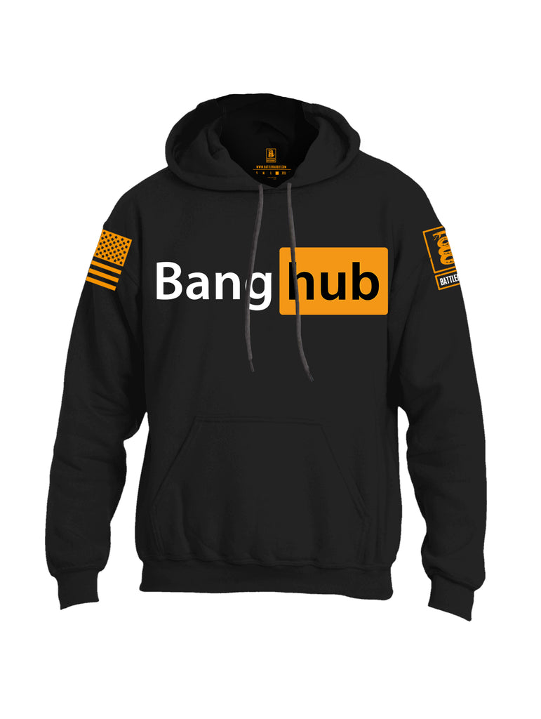 Battleraddle Bang Hub Orange Sleeve Print Mens Blended Hoodie With Pockets